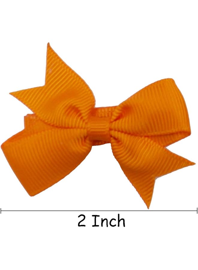 ديد 50 قطعة من فيونكات الشعر الصغيرة مقاس 2 بوصة للفتيات من شريط جروسجرين فيونكات شعر دائرية مبطنة بالكامل مشابك شعر للأطفال الصغار في أزواج - Image 2