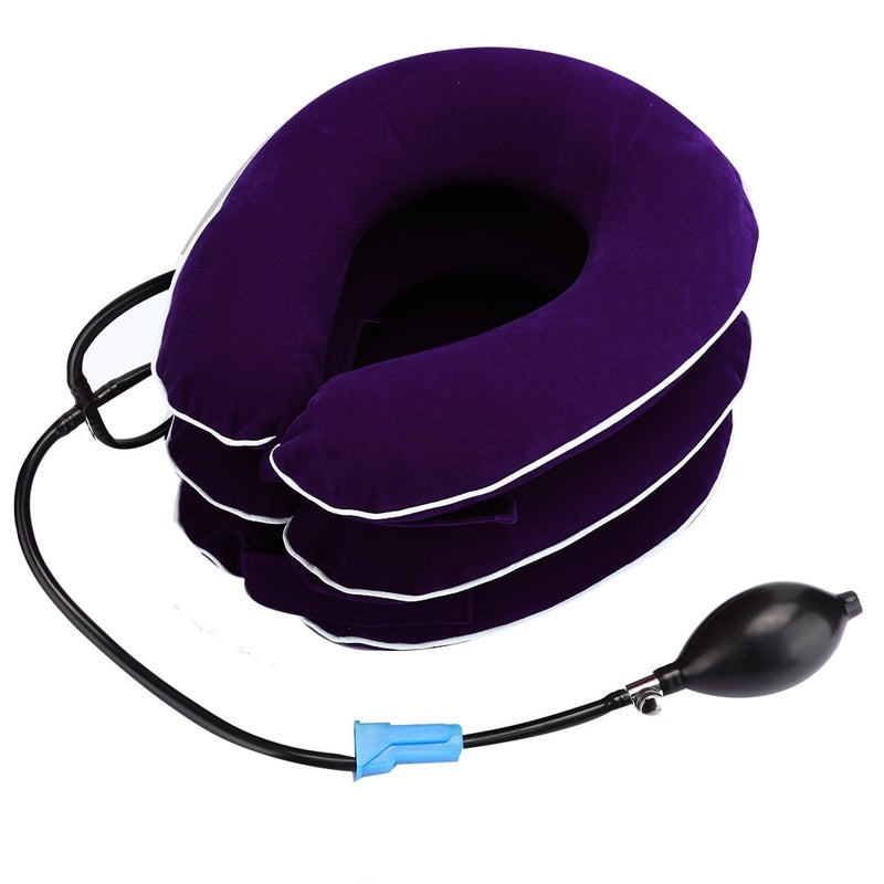 Inflatable neck brace, durable colorful neck retractor, adult office household neck pillow (purple) - Image 3