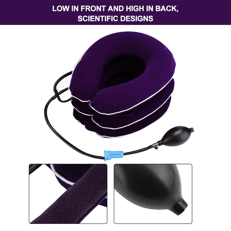 Inflatable neck brace, durable colorful neck retractor, adult office household neck pillow (purple) - Image 4