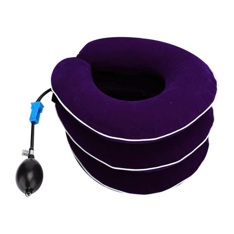 Inflatable neck brace, durable colorful neck retractor, adult office household neck pillow (purple) - Image 1
