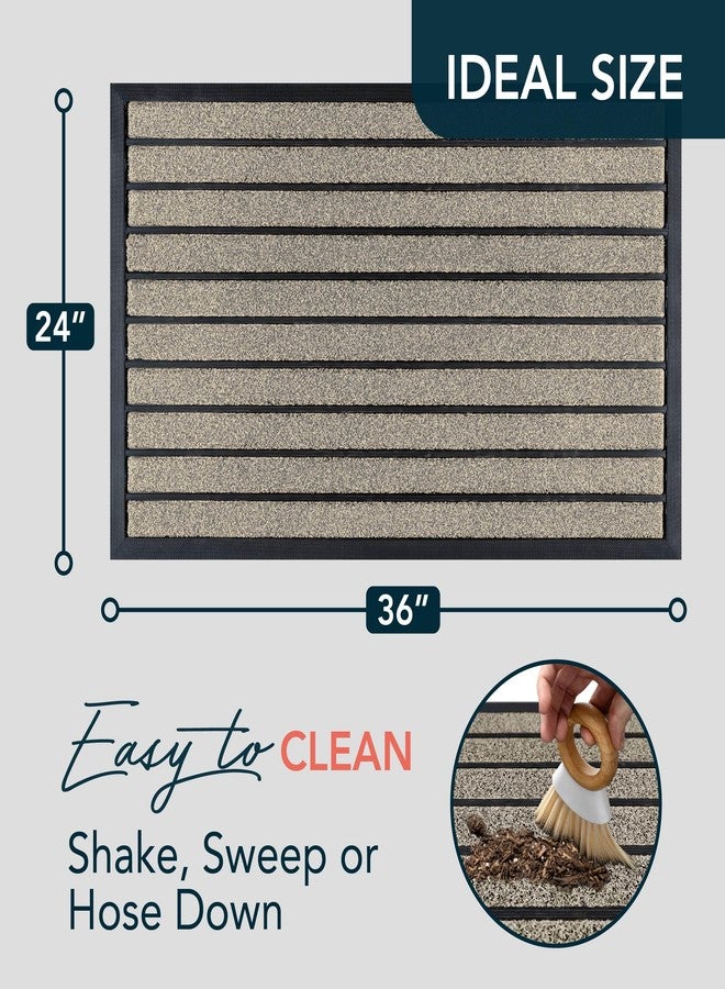 ubdyo Extra Durable Door Mat - Dirt Trapping Outdoor Welcome Mats - Non-Slip Outdoor Indoor Entrance - Low Profile Front Doormat (36" x 24", Bright Beige) - Image 2