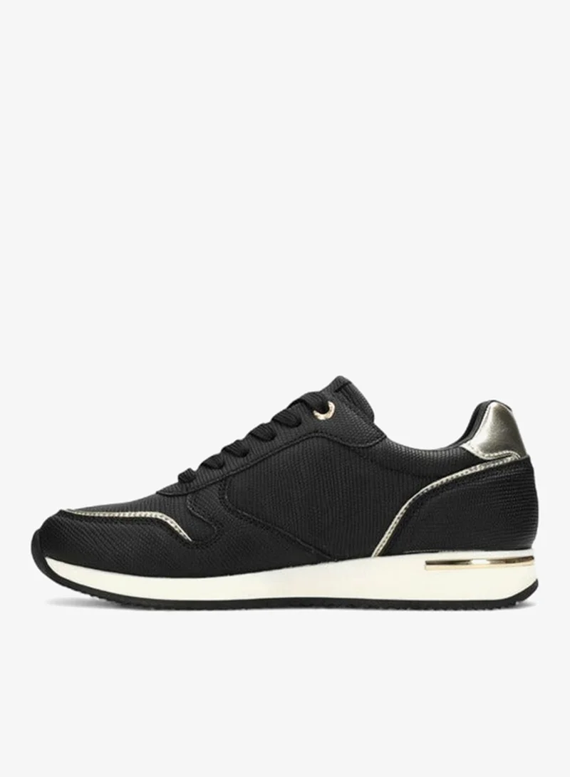 MEXX BLACK Panelled Lace-Up Sneakers with Metallic Accent for Women | Best Price UAE