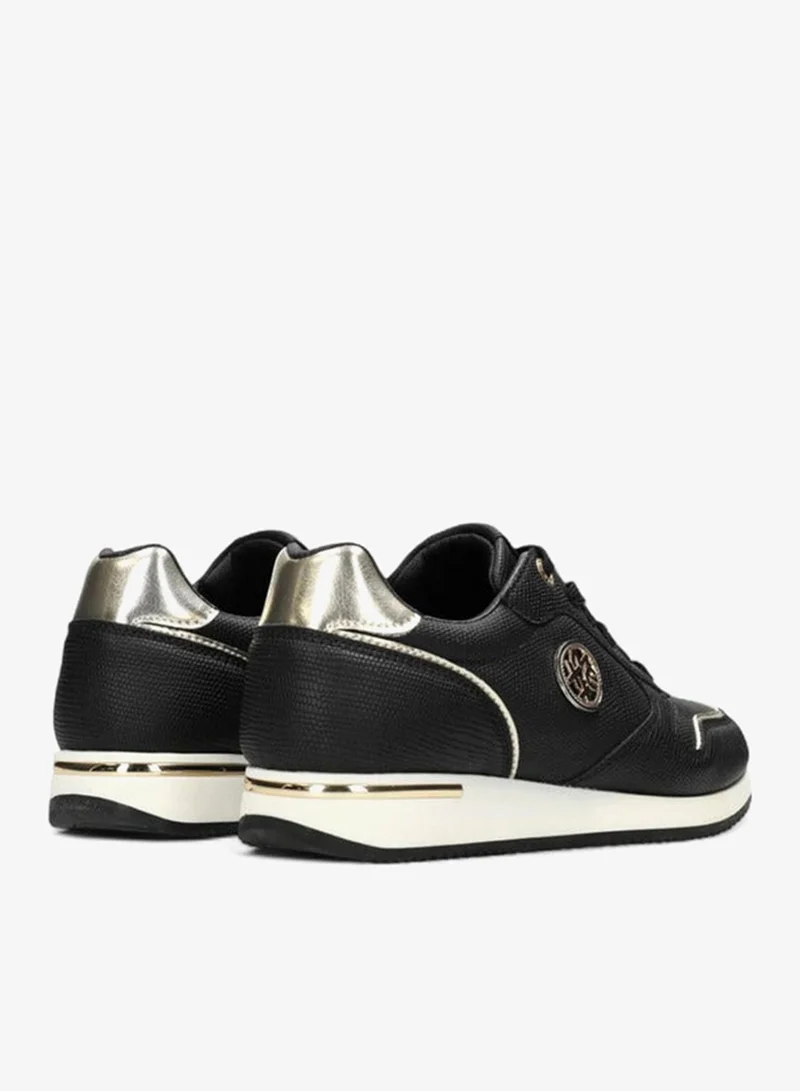 MEXX BLACK Panelled Lace-Up Sneakers with Metallic Accent for Women | Best Price UAE