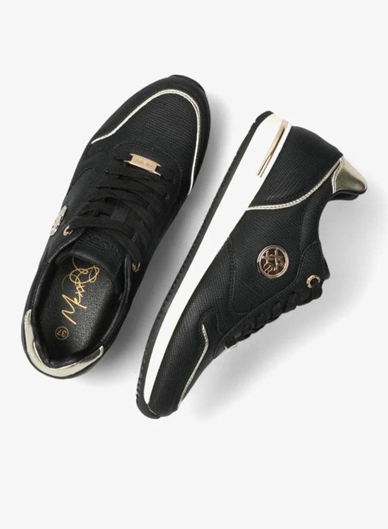 MEXX BLACK Panelled Lace-Up Sneakers with Metallic Accent for Women | Best Price UAE