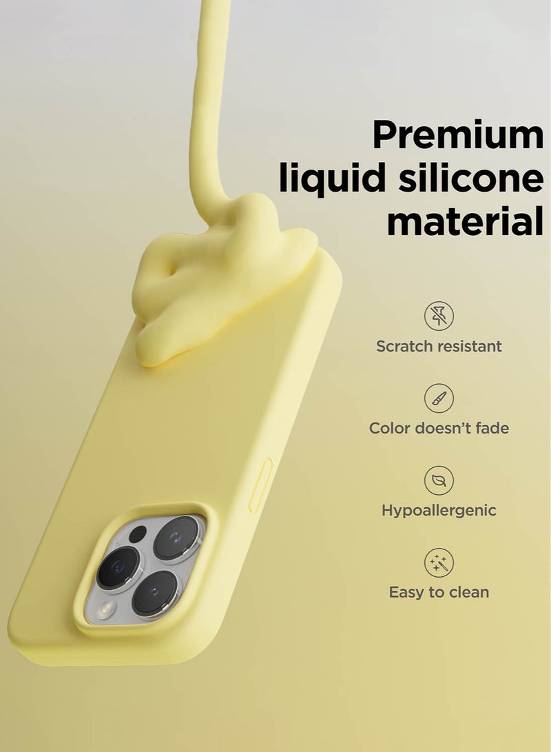 Elago Liquid Silicone for iPhone 15 PRO Case Cover with Full Body Protection, Shockproof, Slim, Anti-Scratch Soft Microfiber Lining - Yellow - Image 3