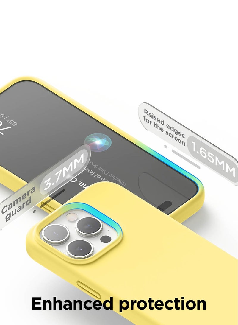 Elago Liquid Silicone for iPhone 15 PRO Case Cover with Full Body Protection, Shockproof, Slim, Anti-Scratch Soft Microfiber Lining - Yellow - Image 4