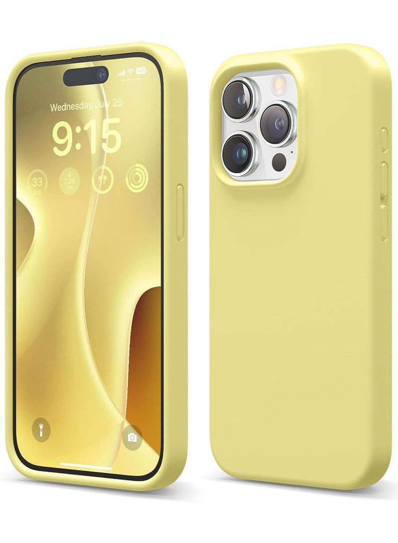 Elago Liquid Silicone for iPhone 15 PRO Case Cover with Full Body Protection, Shockproof, Slim, Anti-Scratch Soft Microfiber Lining - Yellow - Image 1