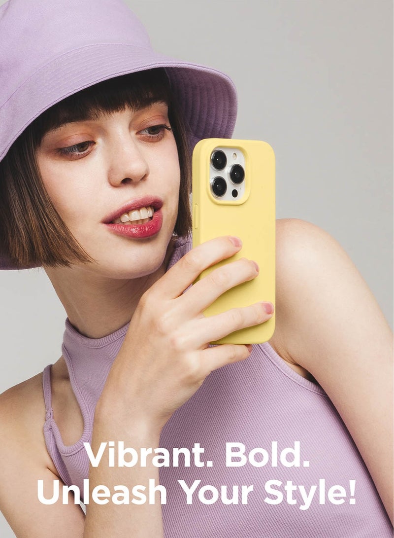 Elago Liquid Silicone for iPhone 15 PRO Case Cover with Full Body Protection, Shockproof, Slim, Anti-Scratch Soft Microfiber Lining - Yellow - Image 5