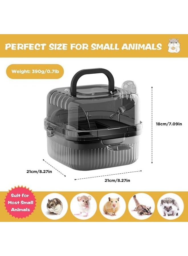 Meetion Portable Hamster Cage With Panoramic Transparent Double-layer Luxury Hamster With Running Wheel (Black/Yellow) - Image 4
