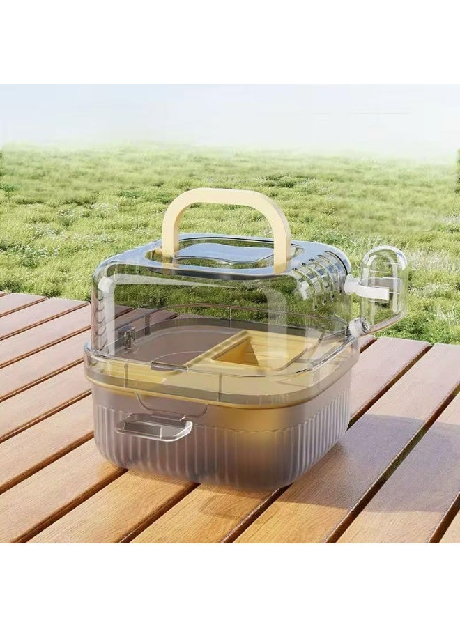 Meetion Portable Hamster Cage With Panoramic Transparent Double-layer Luxury Hamster With Running Wheel (Black/Yellow) - Image 2