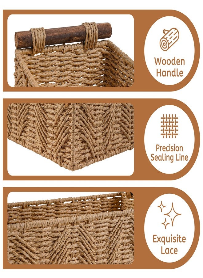 STOBSK Bathroom Baskets for Organizing with Handle Decorative Basket for Bathroom Countertop Storage Toilet Paper Storage Basket for Toilet Tank Top Small Baskets Set,Cream - Image 2