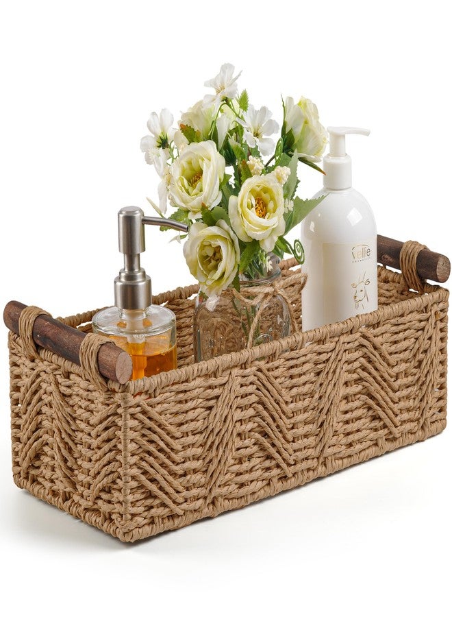 STOBSK Bathroom Baskets for Organizing with Handle Decorative Basket for Bathroom Countertop Storage Toilet Paper Storage Basket for Toilet Tank Top Small Baskets Set,Cream - Image 1