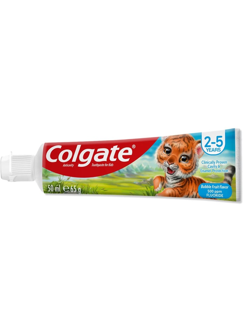 Colgate Toothpaste Kids Bubble Fruit, Fluoride Toothpaste, 2-5 years, 4x50ml, 4 Pack - Image 3