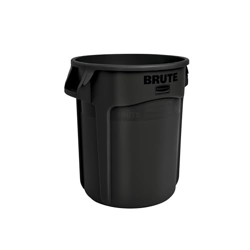 Rubbermaid Commercial Products BRUTE Heavy-Duty Round Trash/Garbage Can, 10-Gallon, Black, Ideal for Home/Garage/Bathroom/Outdoor/Driveway - Image 1
