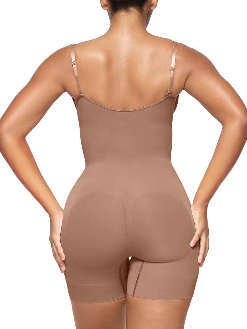 SHAPERX Open Bust Shapewear Tummy Control Bodysuits for Women Seamless Compression High Waisted Body Shaper, SZ5258-Sienna-S/M - Image 2