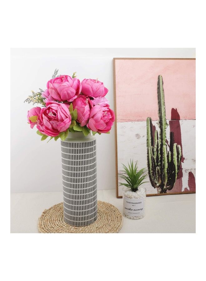 نيبمينينت باقة زهور فاوانيا صناعية كبيرة وحريرية مع براعم وردي/ أخضر - Image 3