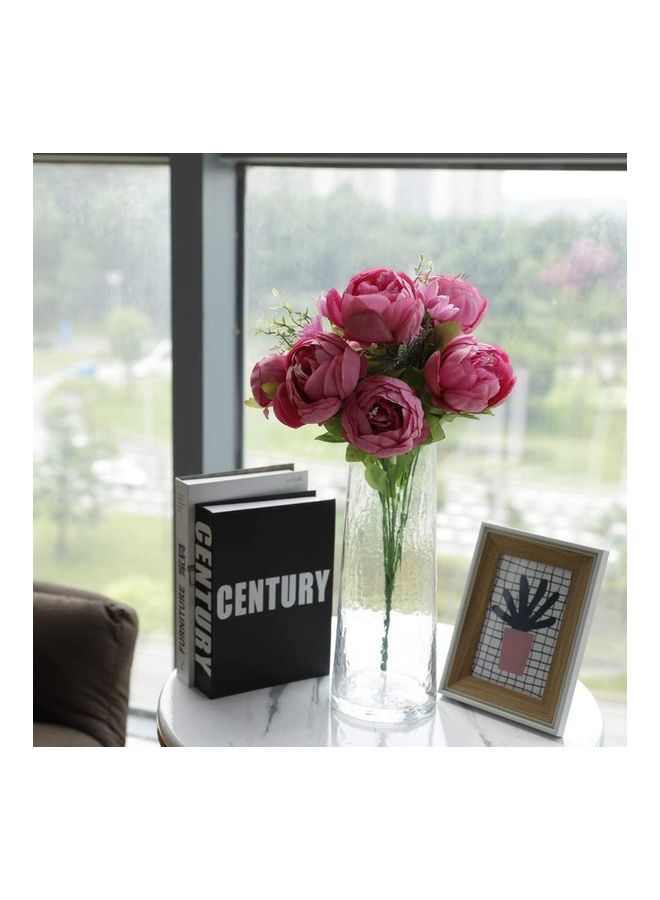 نيبمينينت باقة زهور فاوانيا صناعية كبيرة وحريرية مع براعم وردي/ أخضر - Image 2