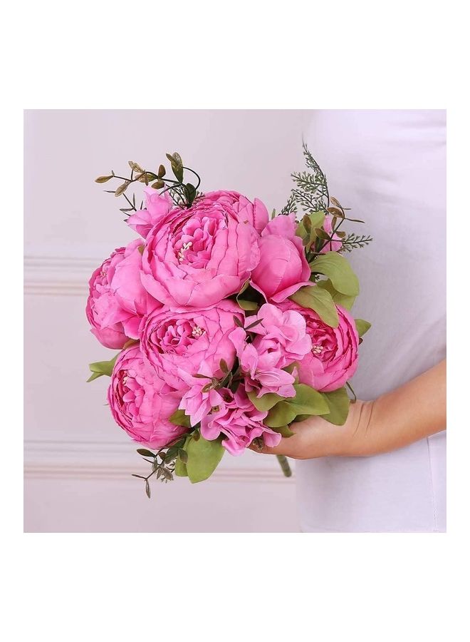 نيبمينينت باقة زهور فاوانيا صناعية كبيرة وحريرية مع براعم وردي/ أخضر - Image 4
