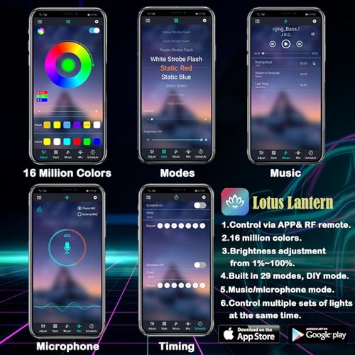 DEHERANE Interior Car LED Strip Lights, RGB 6 in 1 Ambient Lighting Kits with 315 inches Fiber Optic, 16 Million Colors Car Interior Lights with Wireless APP and Remote Control, Sync to Music - Image 3