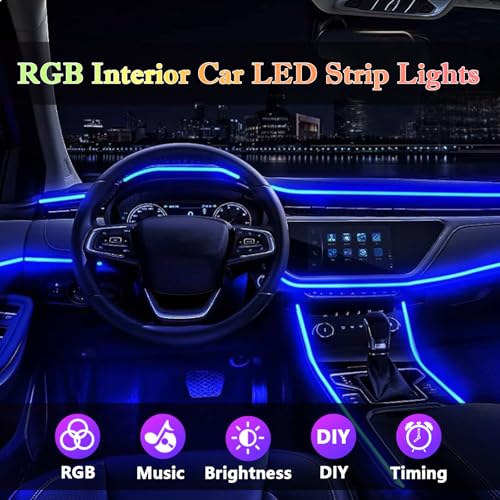 DEHERANE Interior Car LED Strip Lights, RGB 6 in 1 Ambient Lighting Kits with 315 inches Fiber Optic, 16 Million Colors Car Interior Lights with Wireless APP and Remote Control, Sync to Music - Image 2