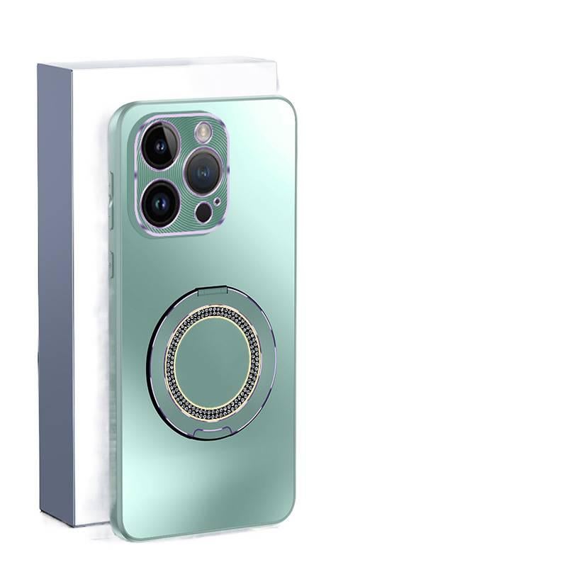 غطاء واقي بPC لـ iPhone 15 / 15 Plus / 15 Pro / 15 Pro Max مع حماية من السقوط ورفيع للغاية مع مقاوم للصدمات مع خاتم ألماس لامع مع لمسة نهائية غير لامعة AG باللون أخضر باللون الأخضر - Image 1