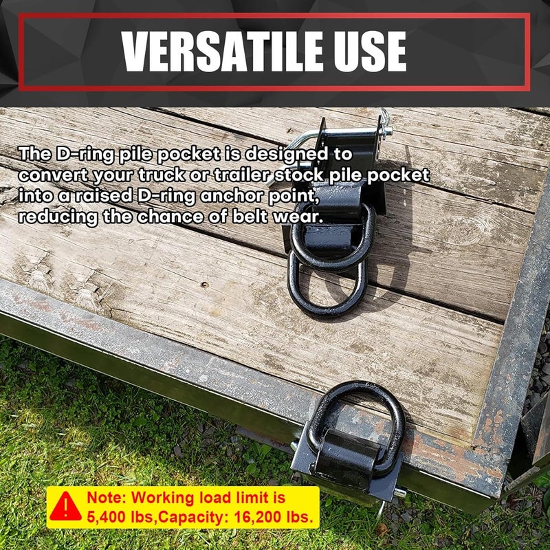 VIAGL Heavy Duty D-Ring Stake Pocket Tie Down Set - Image 4