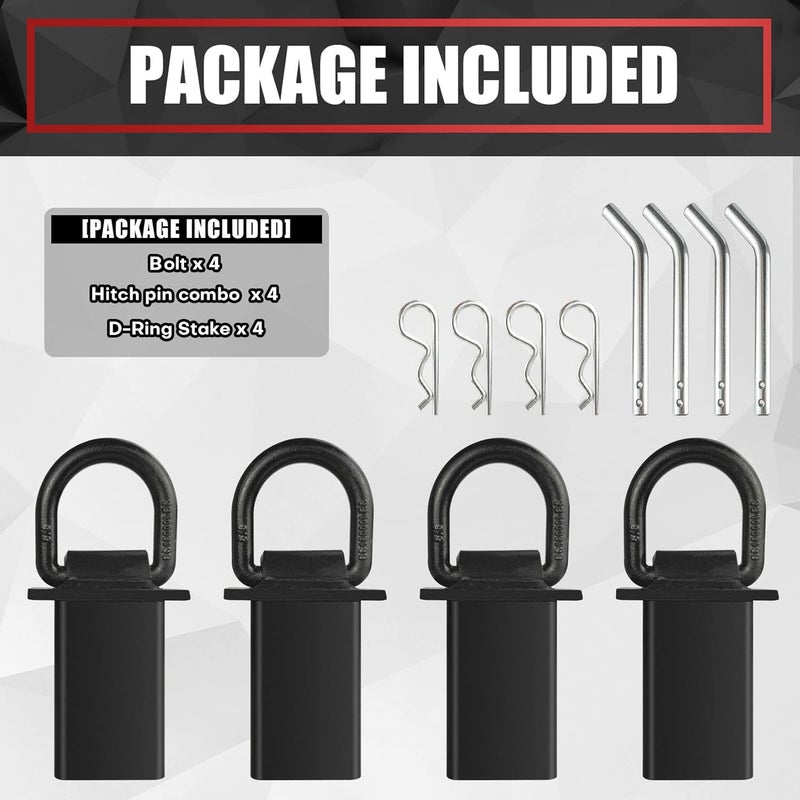 VIAGL Heavy Duty D-Ring Stake Pocket Tie Down Set - Image 2