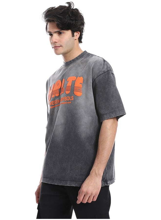 WHITE RABBIT 3D Pattern Stone Wash Slip On T-Shirt - Grey  - Image 2