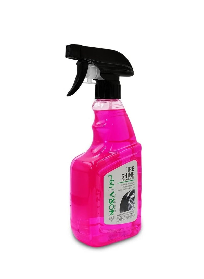 NORA Professional Tire Shine Spray, Long-Lasting Wet Look Finish, Superior Shine and Protection for Car, Bike and Truck Tires, 500ml, High Gloss Detailing Solution #254 - Image 2