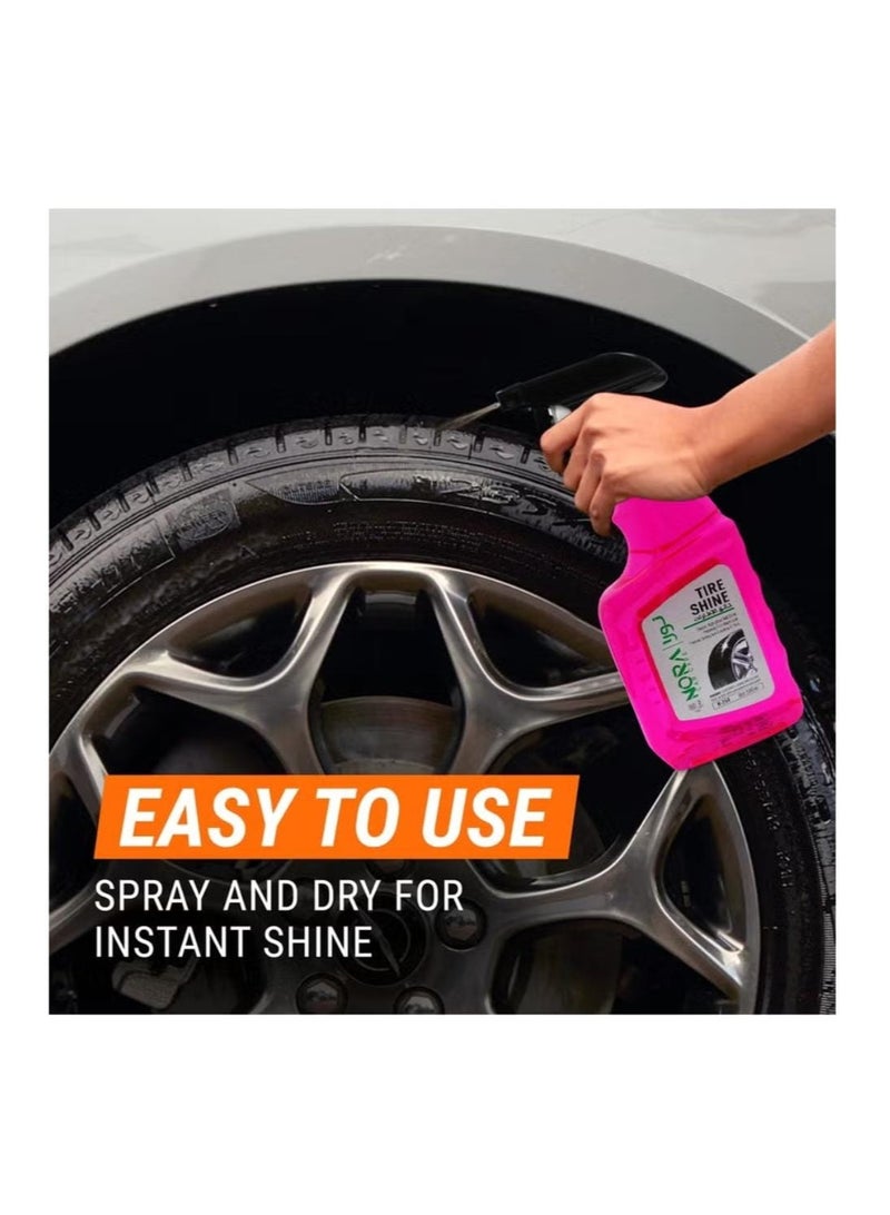 NORA Professional Tire Shine Spray, Long-Lasting Wet Look Finish, Superior Shine and Protection for Car, Bike and Truck Tires, 500ml, High Gloss Detailing Solution #254 - Image 4