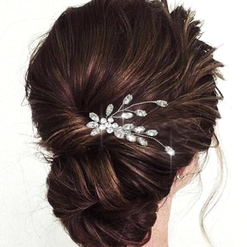 CASDRE Rhinestone Wedding Hair Comb Crystal Hair Accessories for Women (A Silver) - Image 2