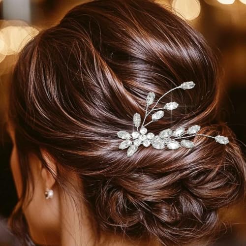 CASDRE Rhinestone Wedding Hair Comb Crystal Hair Accessories for Women (A Silver) - Image 5