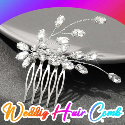 CASDRE Rhinestone Wedding Hair Comb Crystal Hair Accessories for Women (A Silver) - Image 3