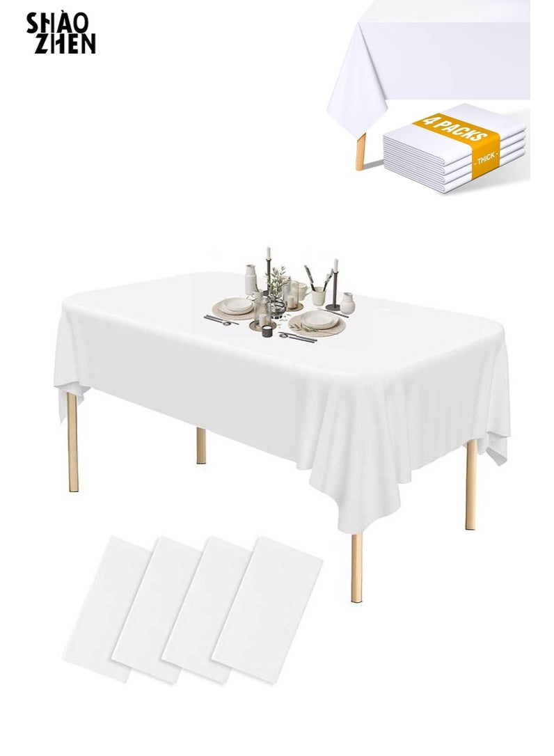 SHAOZHEN 4 Pack Disposable Tablecloths 72 x 54 Inch Plastic Rectangle Table Cloth Waterproof Decorative Table Cover for BBQ Party Wedding Indoor or Outdoor Use - Image 1