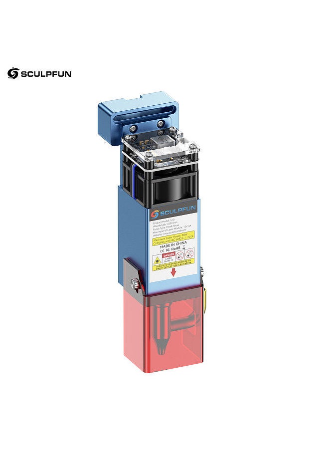 SCULPFUN - S10 Engraving Laser Module 10W High Density Laser Beam with High Speed Air Assist Supports Cutting Walnut Cherry Wood Engrave 304 Stainless Steel Clean Cutting for Laser Engraver Cutter Machine - Image 1