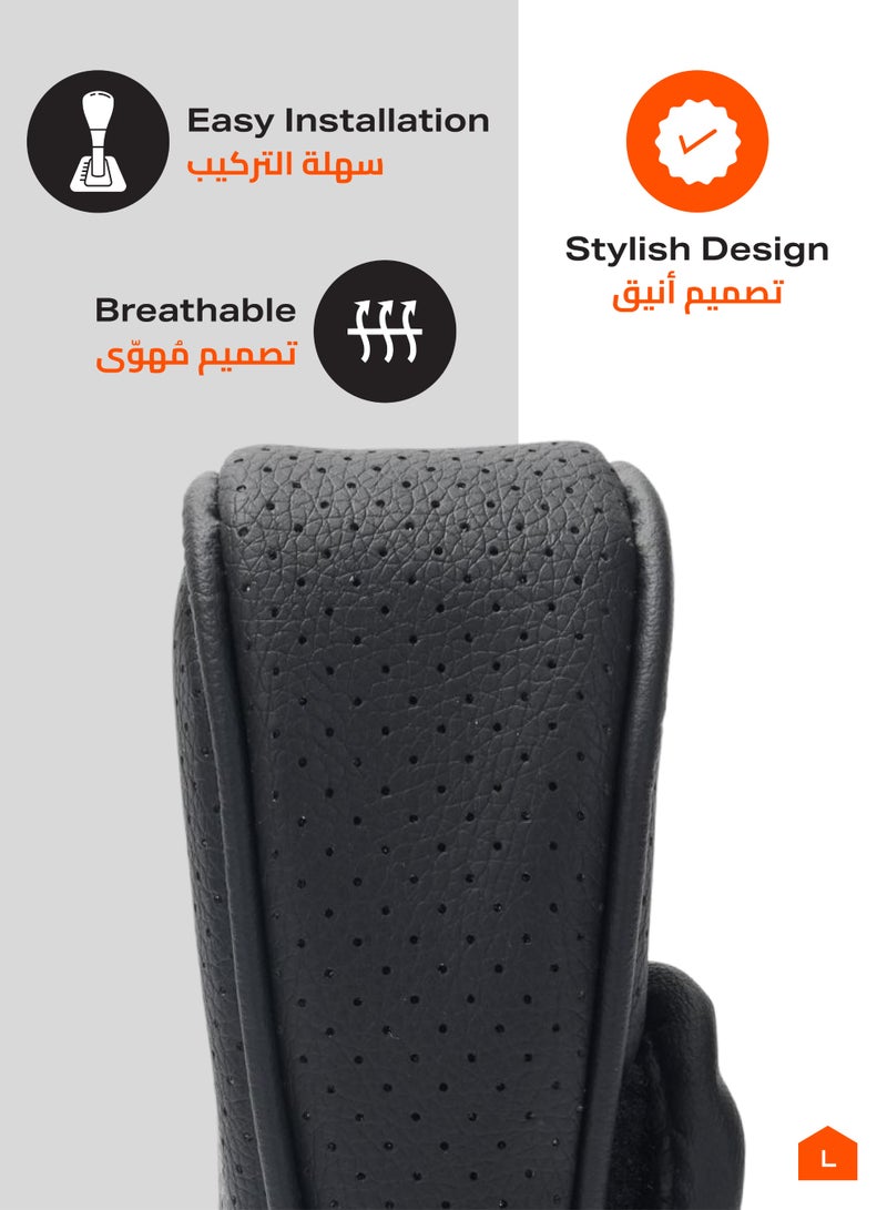 LAWAZIM Car Gear Shift Cover - Universal Interior Gear Stick and Knob Protector with Adjustable Velcro, Breathable Anti-Slip Padded Design, Durable Black Car Accessory for Trucks, SUVs & Most Cars - Image 4