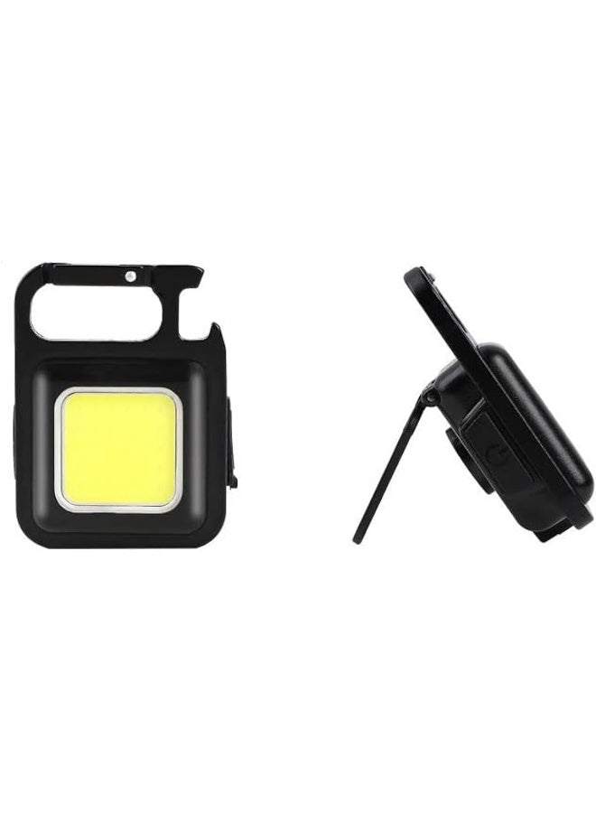 AWH Small LED Flashlight 800 Lumens COB Rechargeable Keychain Mini Flashlight 4 Light Modes Portable Pocket Light with Folding Bracket Bottle Opener and Magnet Base for Fishing Walking Camping - Image 1