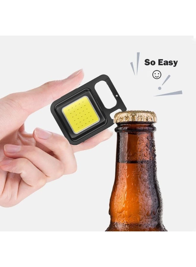 AWH Small LED Flashlight 800 Lumens COB Rechargeable Keychain Mini Flashlight 4 Light Modes Portable Pocket Light with Folding Bracket Bottle Opener and Magnet Base for Fishing Walking Camping - Image 3