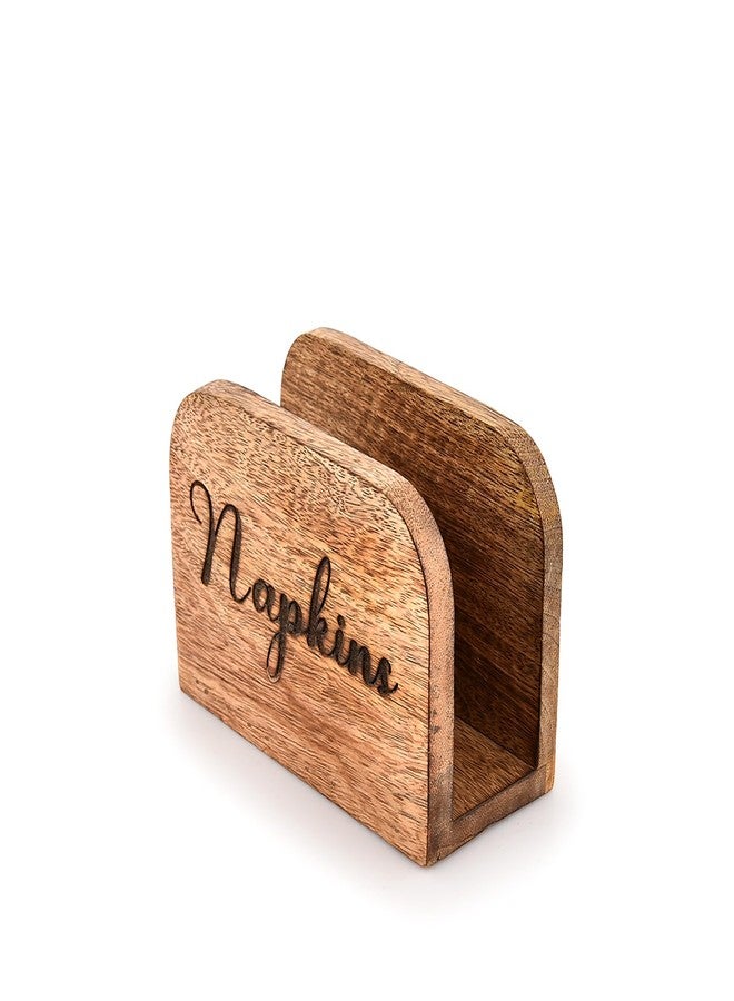 Mahasu Napkin Holder Mango Wood Kitchen Upright Paper Napkin Storage Dispenser for Kitchen,Dining Table,Party,Restaurant (5.5" X 2.5" X 4") - Image 1