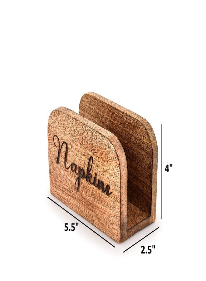 Mahasu Napkin Holder Mango Wood Kitchen Upright Paper Napkin Storage Dispenser for Kitchen,Dining Table,Party,Restaurant (5.5" X 2.5" X 4") - Image 2