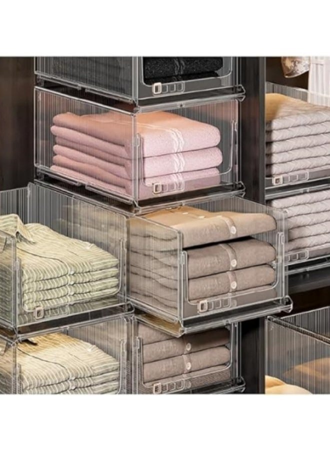 GGEROU 1-Piece Clear Plastic Stackable Clothes Storage Foldable Pull out Drawers Bins for Closet,33*48*25cm - Image 1