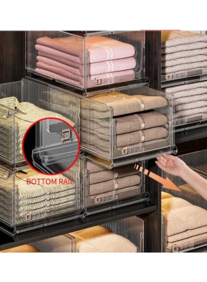 GGEROU 1-Piece Clear Plastic Stackable Clothes Storage Foldable Pull out Drawers Bins for Closet,33*48*25cm - Image 5