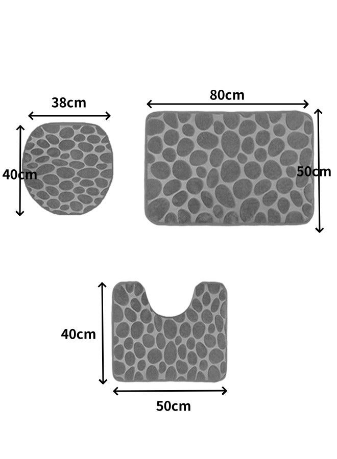 3PCS Bathroom Floor Mat Bathroom Rugs Rubber Backing Non Slip Quick Dry Absorbent Thin Bathroom Rugs Comfortable, Soft, Non-Slip, Super Absorbent, Quick Drying Bathroom Rug for Floor, Tub & Shower Machine Washable Thick - Image 2