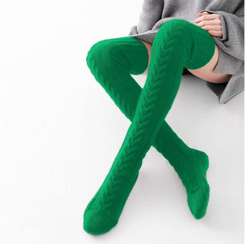 Pcavin Women's Thigh High Socks Over the Knee Cable Knit Boot Socks, Long Warm Fashion Leg Warmers Winter - Image 3
