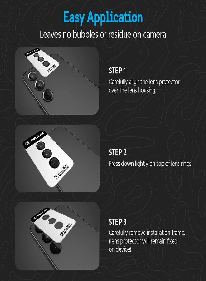 Pelican Samsung Galaxy S23 Plus/Samsung Galaxy S23 Camera Lens Protector w/ Metal Rings - 9H Tempered Glass - Durable Anti-Scratch, Anti-Shatter - HD View w/ Night Shoot & Case Friendly, Easy Install - Image 5