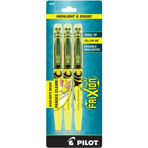 Pilot, FriXion Light Erasable Highlighters, Chisel Tip, Pack of 3, Yellow - Image 1