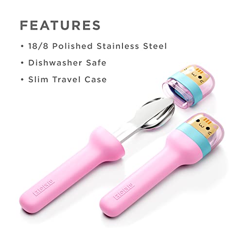 ZOKU Kids Pocket Utensil Set, Kitty - Stainless Steel Fork, Knife, and Spoon in Case - Portable Design for Travel, School, Picnics, Camping and Outdoor Home Use - Image 2