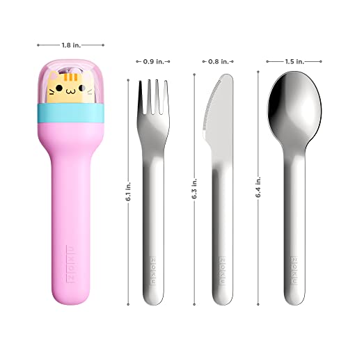 ZOKU Kids Pocket Utensil Set, Kitty - Stainless Steel Fork, Knife, and Spoon in Case - Portable Design for Travel, School, Picnics, Camping and Outdoor Home Use - Image 3