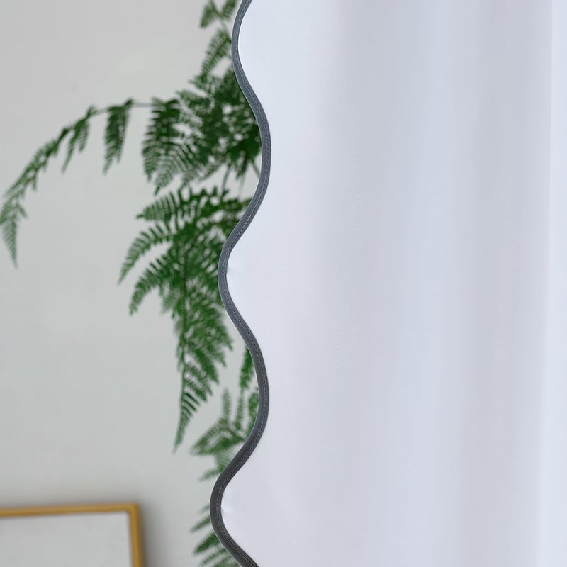 youngseahome النسيج الأبيض يونغسيهوم مع ستارة دش حدودية رمادية رمادية بوهو بوت أنيقة ستارة دش للحمام 72 × 72 بوصة - Image 3