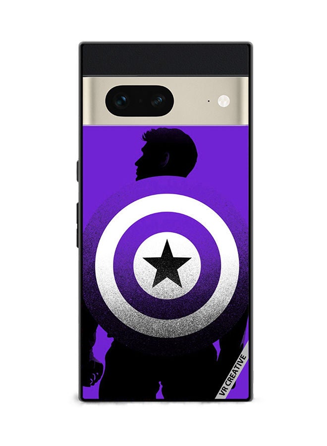 VR CREATIVE Protective Case Cover For Google Pixel 7 Purple Captain America Design Multicolour - Image 1